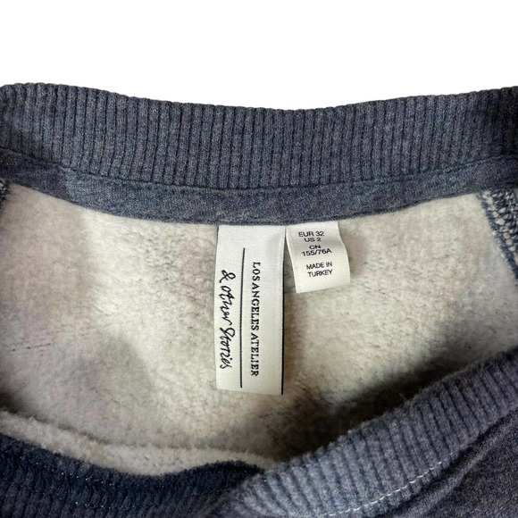 & Other‎ Stories Blue Embroidered Rose Heartache Sweatshirt Women’s Size 2 XS - Picture 3 of 6